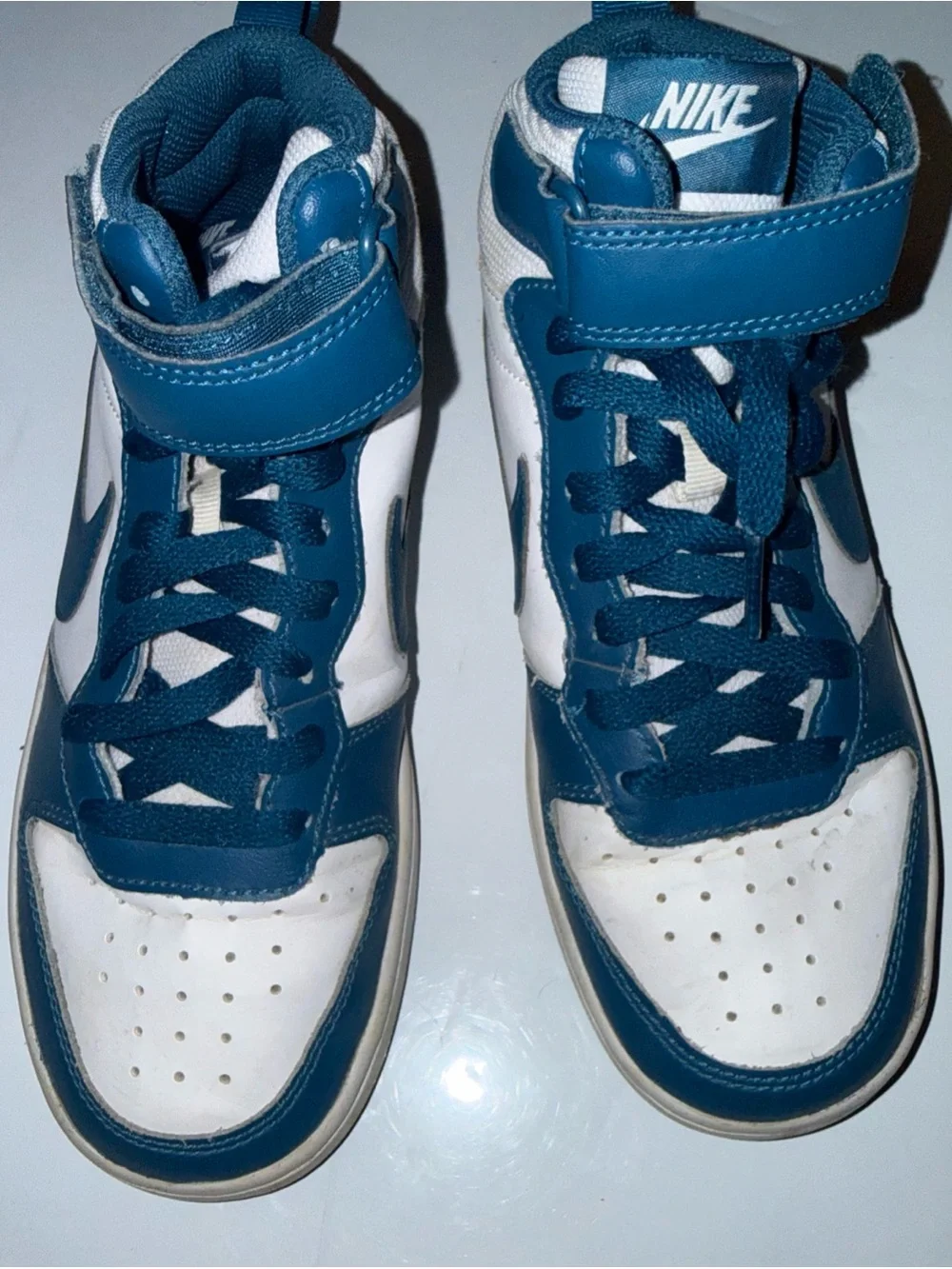 Nike Court Borough Mid 2 GS Shoes White Blue CD7782-108 Size 5Y
